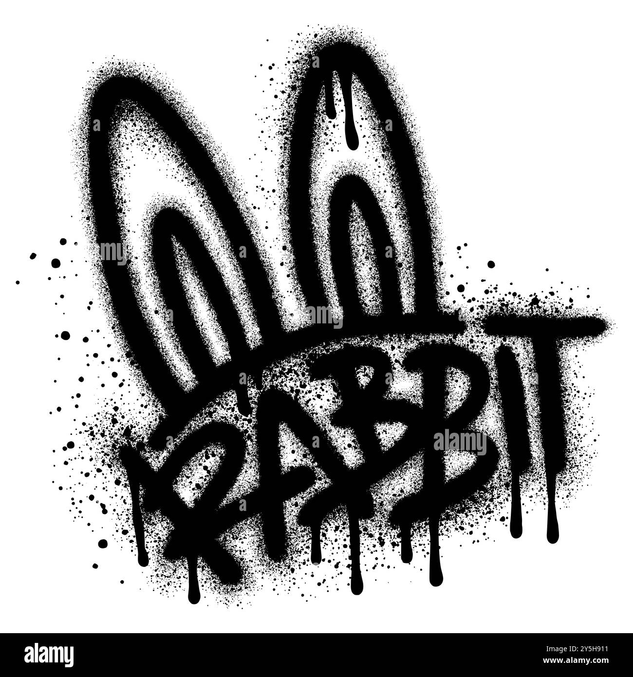 Rabbit graffiti with black spray paint. vector illustration Stock ...