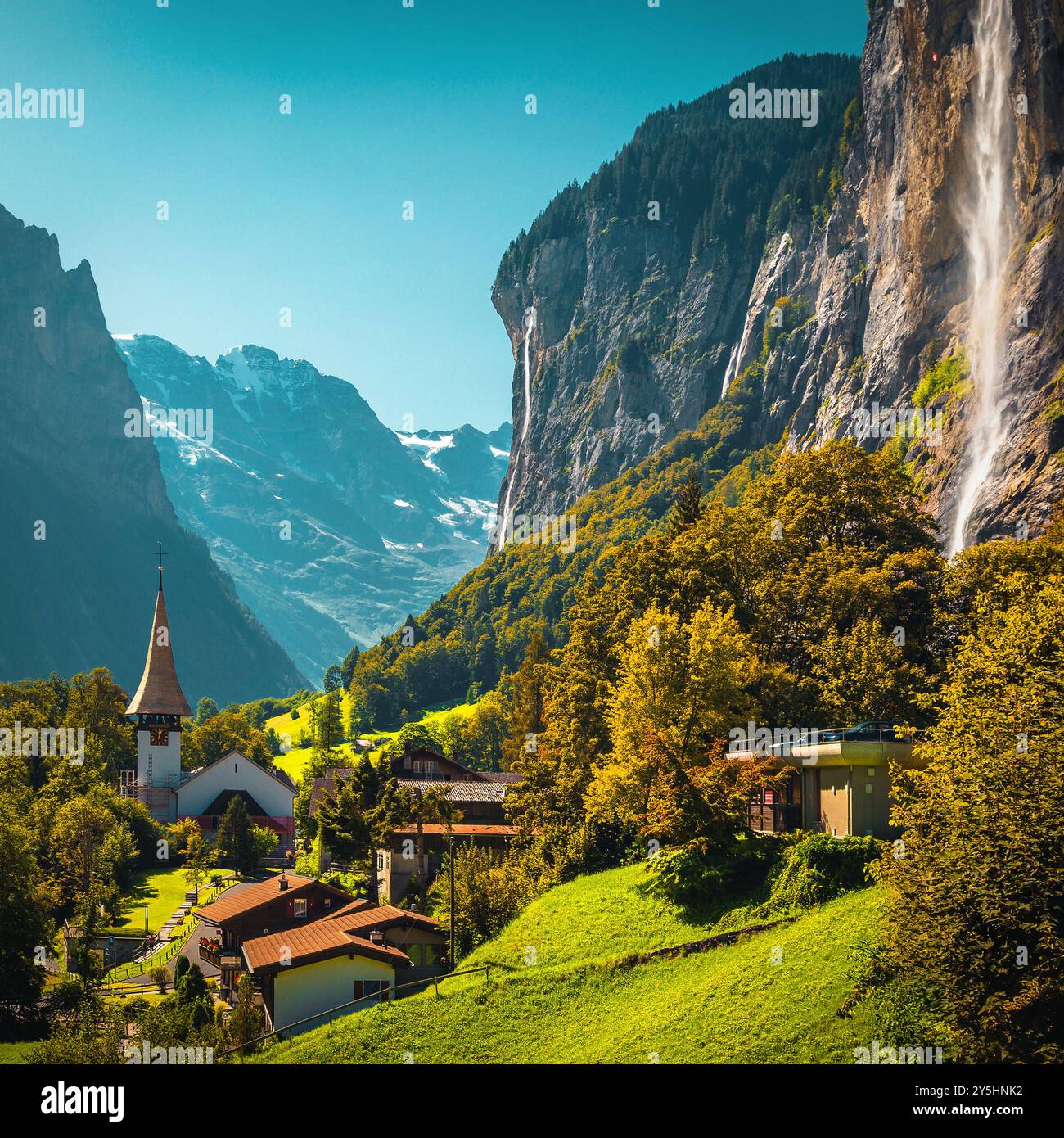 One of the most picturesque alpine village in the deep Lauterbrunnen ...