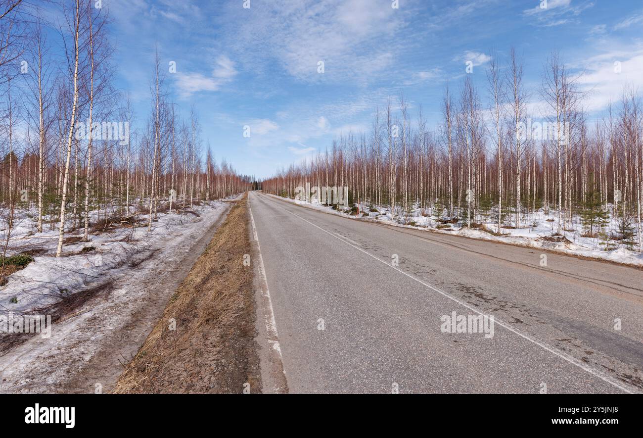 Empty road at Finnsh countryside at Spring, Finland Stock Photo - Alamy