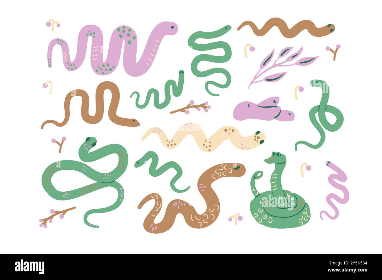 Set of snakes. Vector hand drawn collection illustration isolated on ...