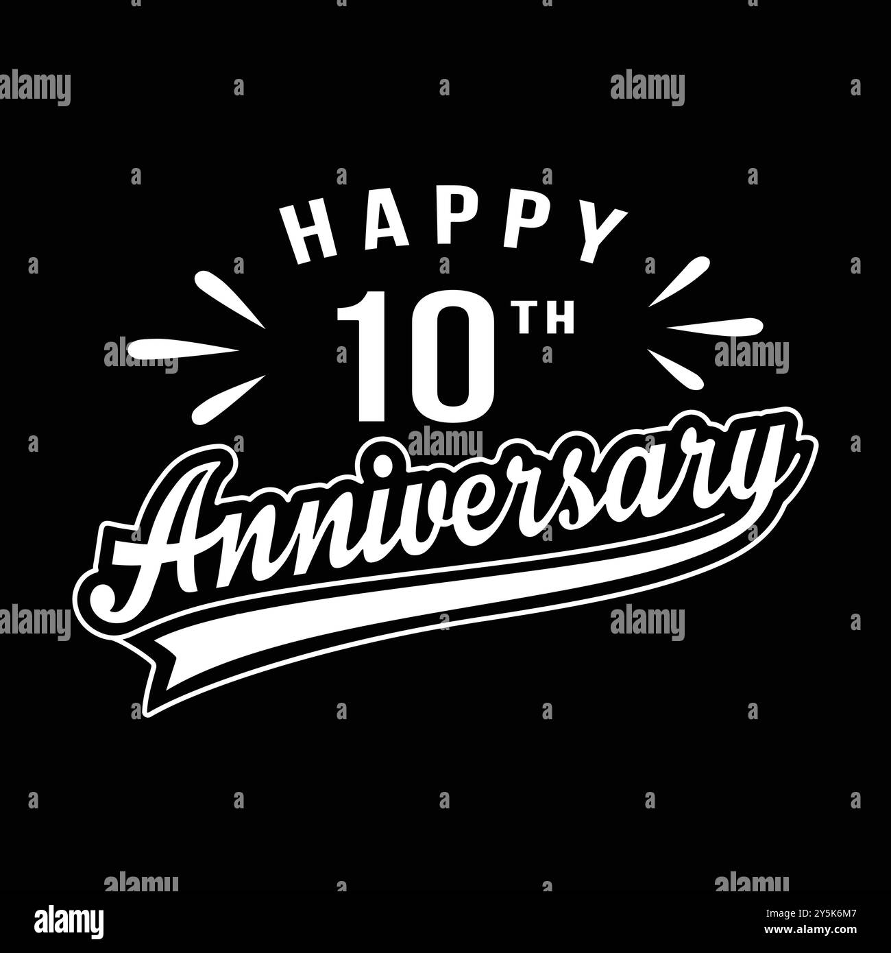 Happy 10th Anniversary. 10 years anniversary design. Vector and illustration. Stock Vector