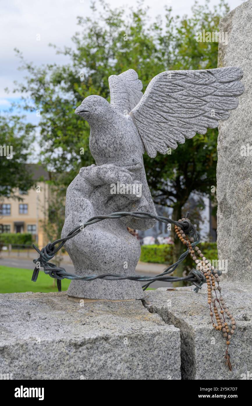 A view of a dove which is part of the H Block hunger strike memorial in the Bogside area of Derry Stock Photo