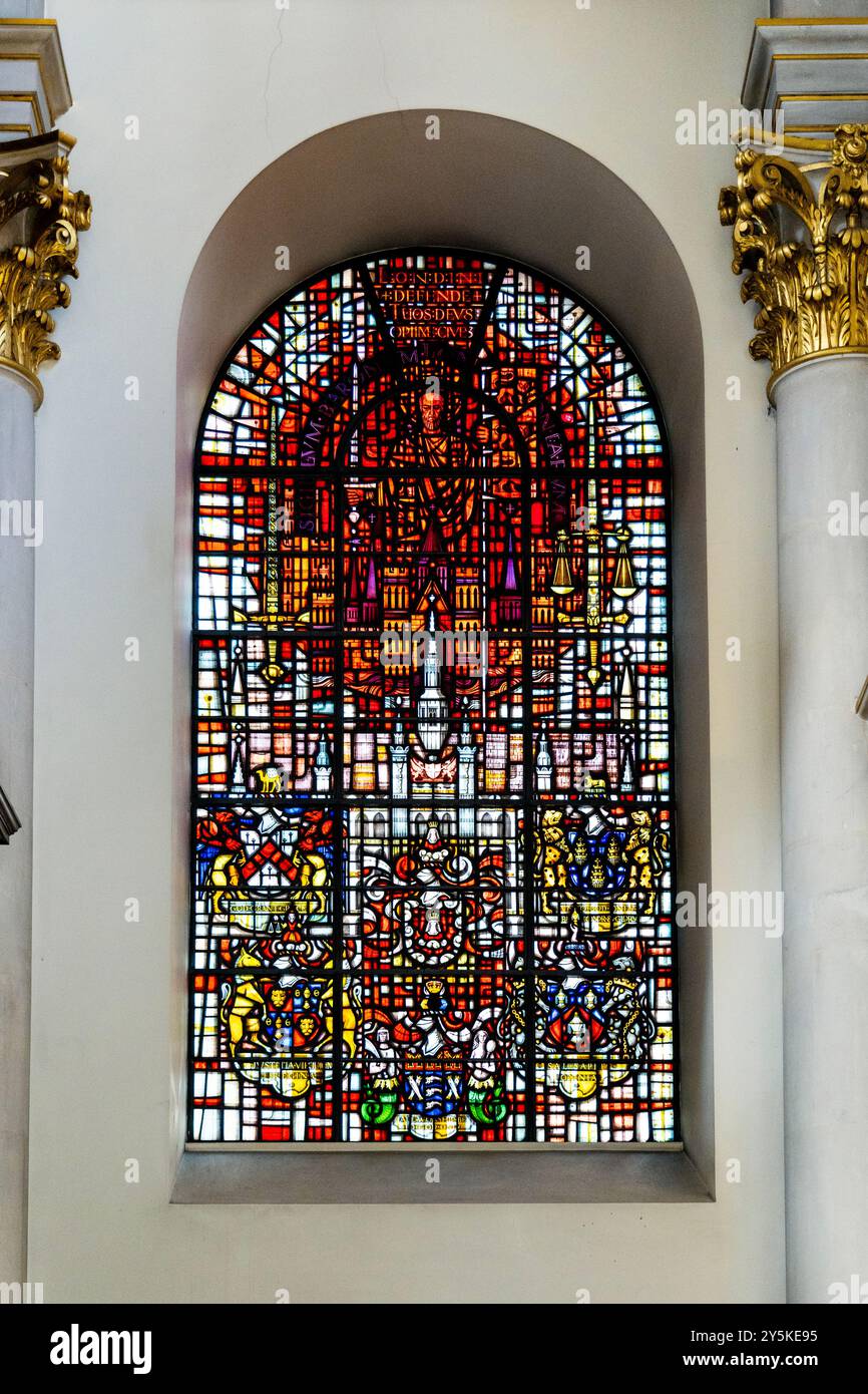 Stained glass windows by John Hayward, St Mary-le-Bow Church, City of London, England Stock Photo