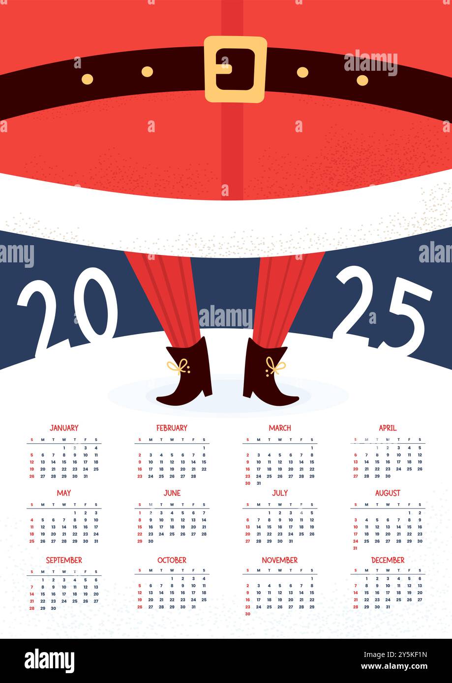 2025 calendar. Funny legs Santa Claus in boots in snow. Vertical template 12 months in English. Week starts Sunday. New Year Vector illustration. Stat Stock Vector Image & Art - Alamy 2025-calendar-funny-legs-santa-claus-in-boots-in-snow-vertical-template-12-months-in-english-week-starts-sunday-new-year-vector-illustration-stat-stock-vector-image-art-alamy