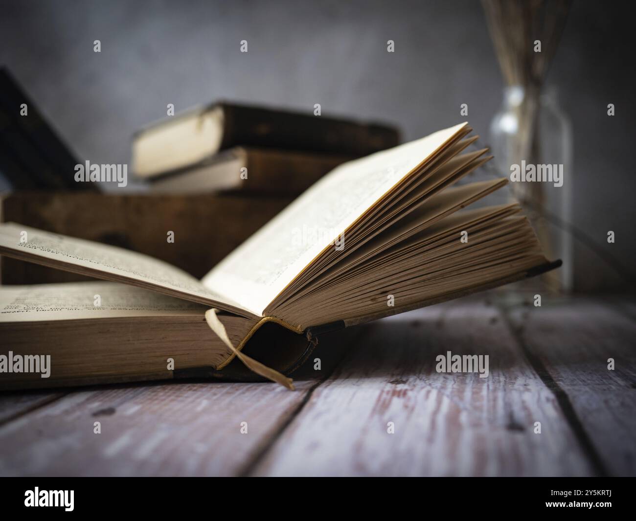 Reading old books Stock Photo