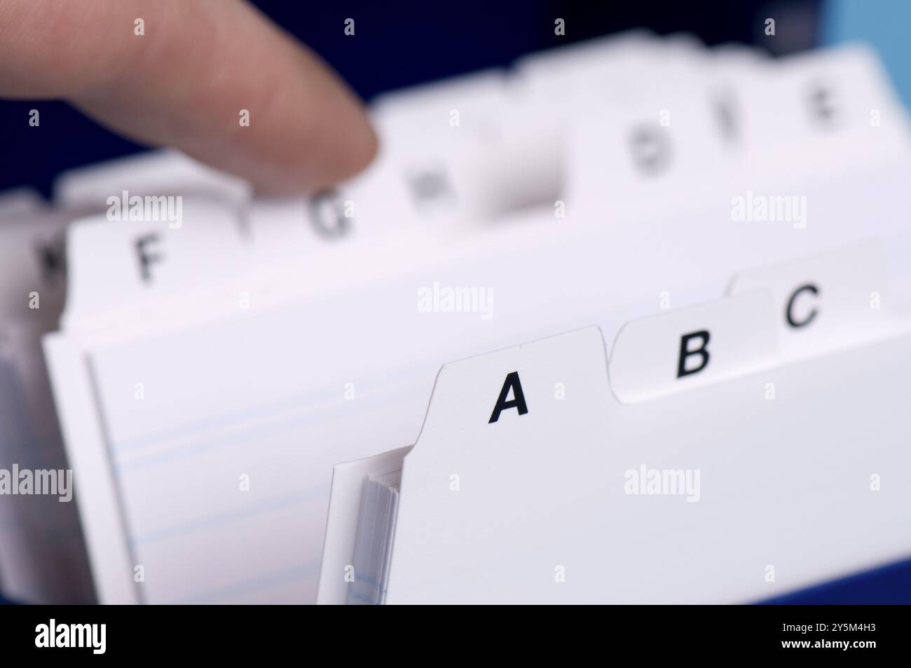 Browse through the card index Stock Photo