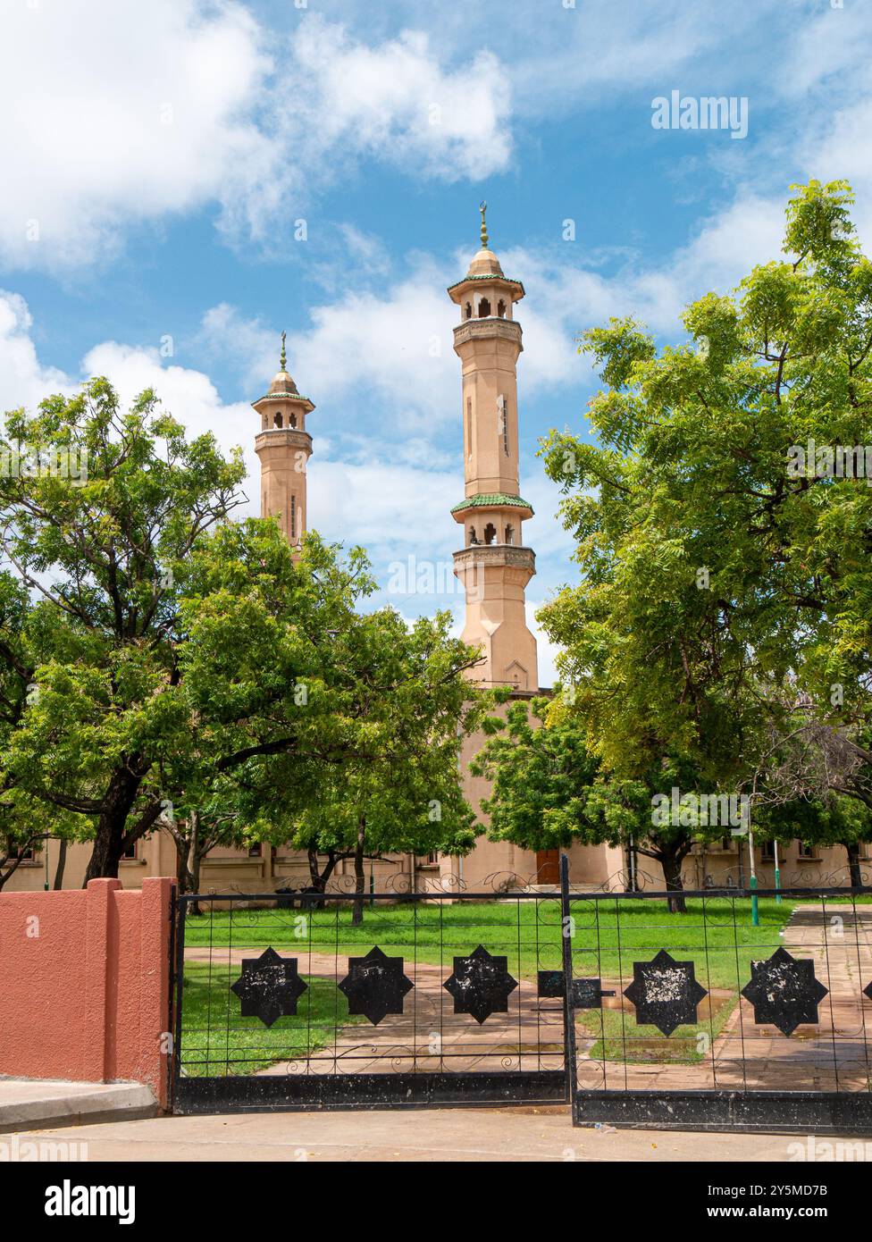 Banjul Central Mosque, Gambia, on a sunny morning - Portrait shot Stock Photo