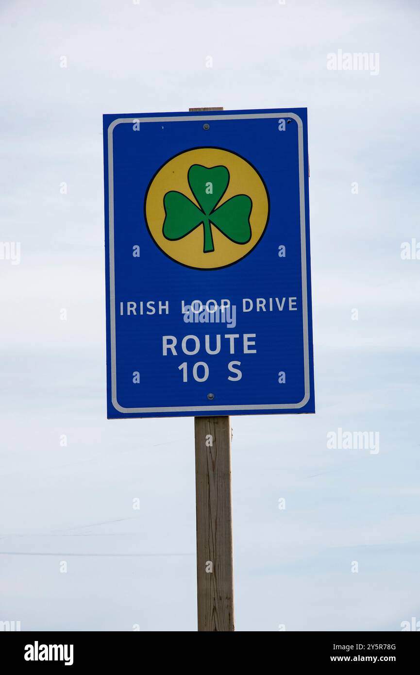 Irish Loop Drive route 10 S sign in St. Vincent's–St. Stephen's–Peter's ...