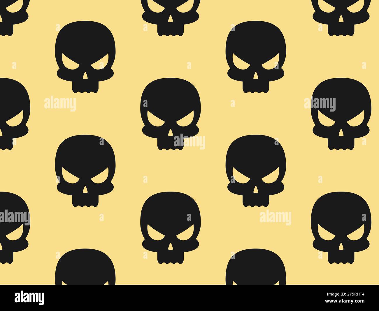 Seamless pattern black silhouette of skull. Vector illustration. Stock Vector