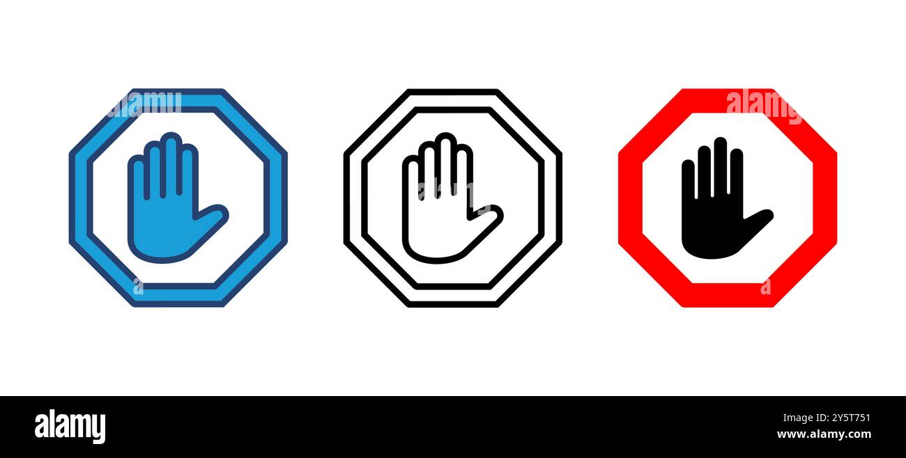 Stop icon vector. stop road sign. hand stop icon vector Stock Vector