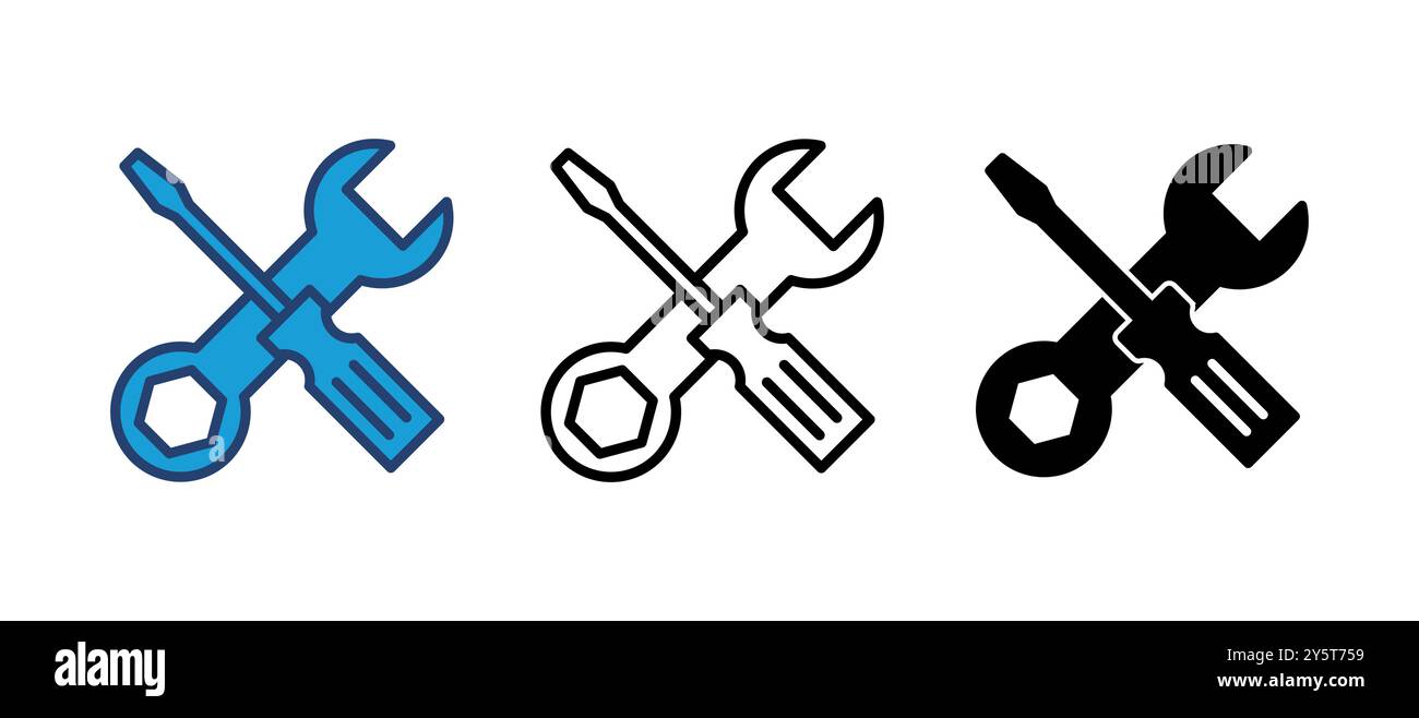 Repair tools icon vector. tool icon vector. setting icon vector. Wrench and screwdriver. support, Service Stock Vector