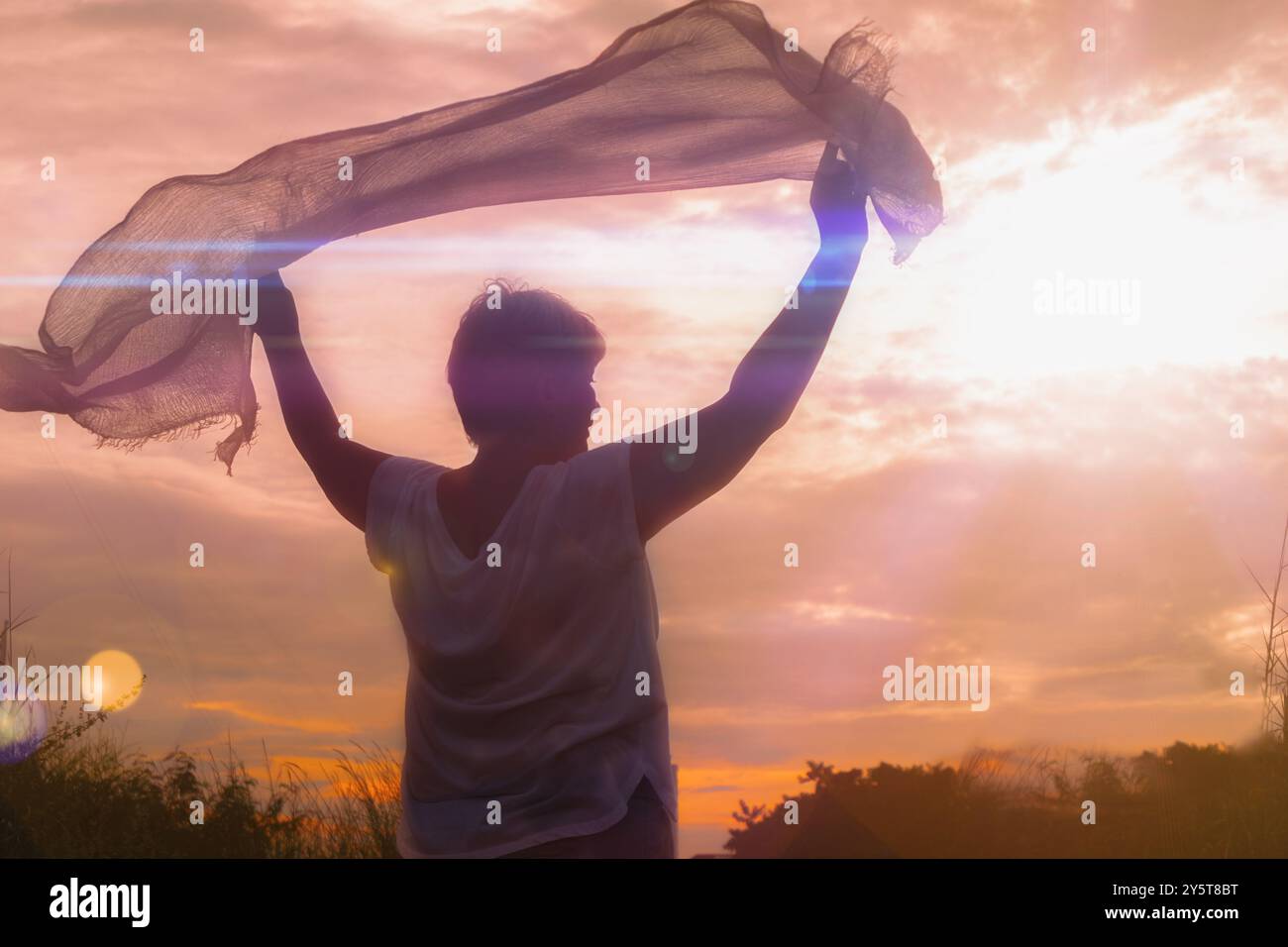 Woman joy silhouette hi-res stock photography and images - Alamy