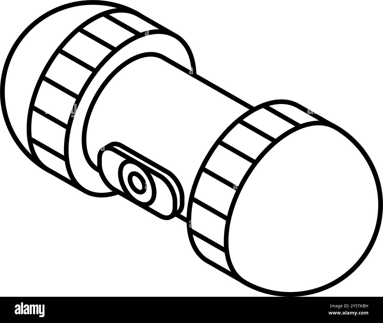 Simple line drawing in black and white of an unmanned spacecraft, isometric illustration, Vector Illustration Stock Vector
