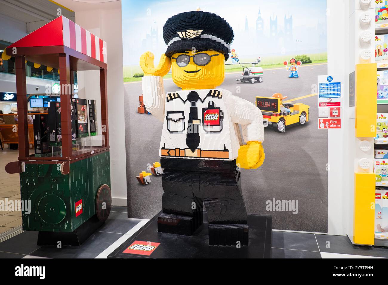 London, UK - July 26, 2024: Huge Lego sculpture of a smiling police man ...