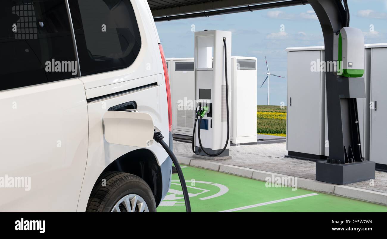 Electric vehicles charging station that takes energy from solar panels ...