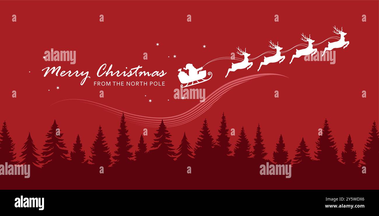 christmas banner santa claus in a sleigh with reindeer vector ...