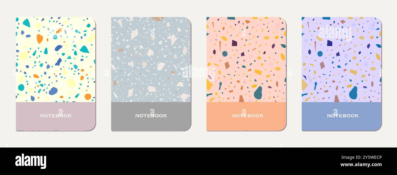 Note book cover design. Terrazzo abstract background made of natural ...