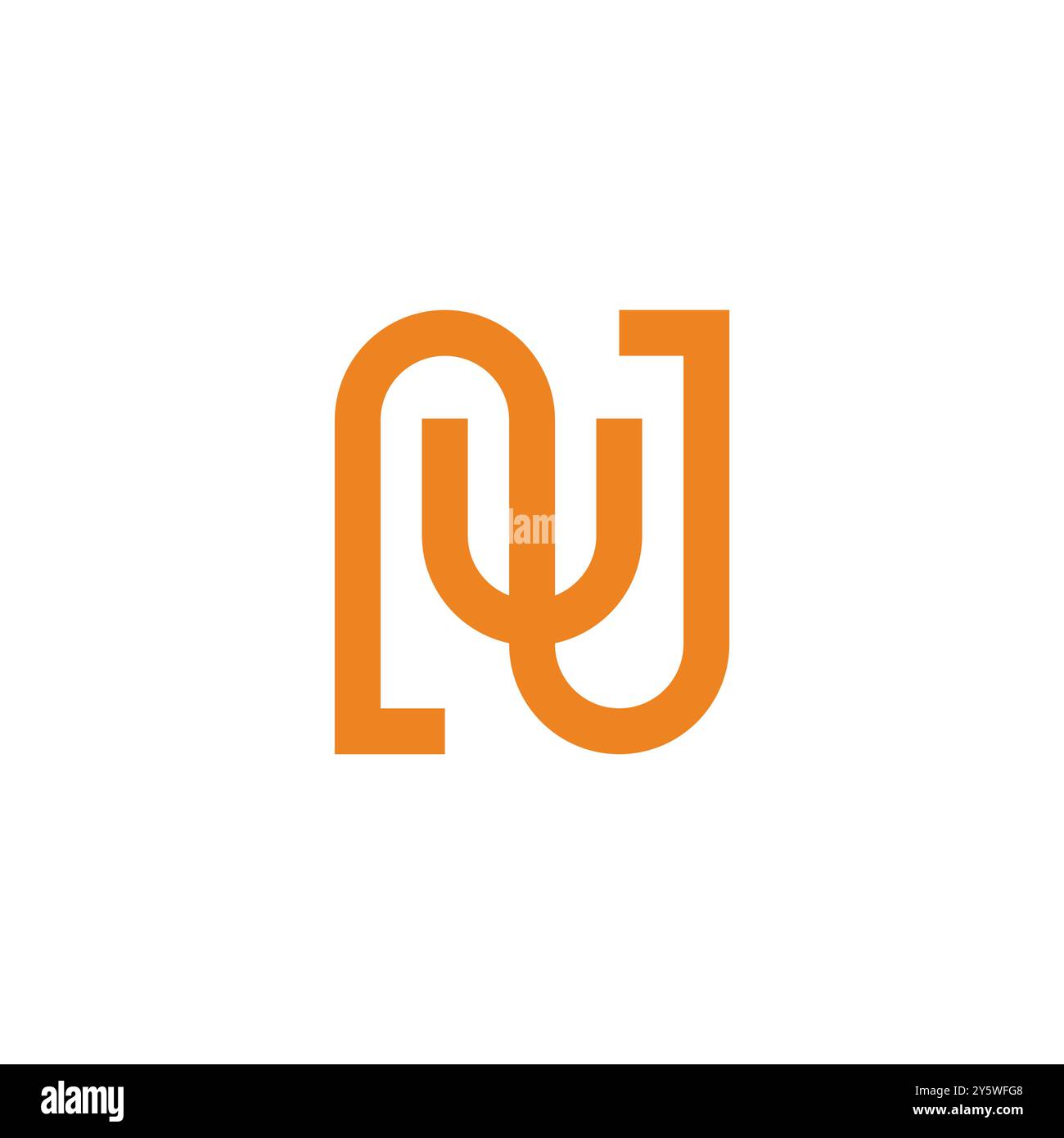letter nu simple geometric linear linked logo vector Stock Vector