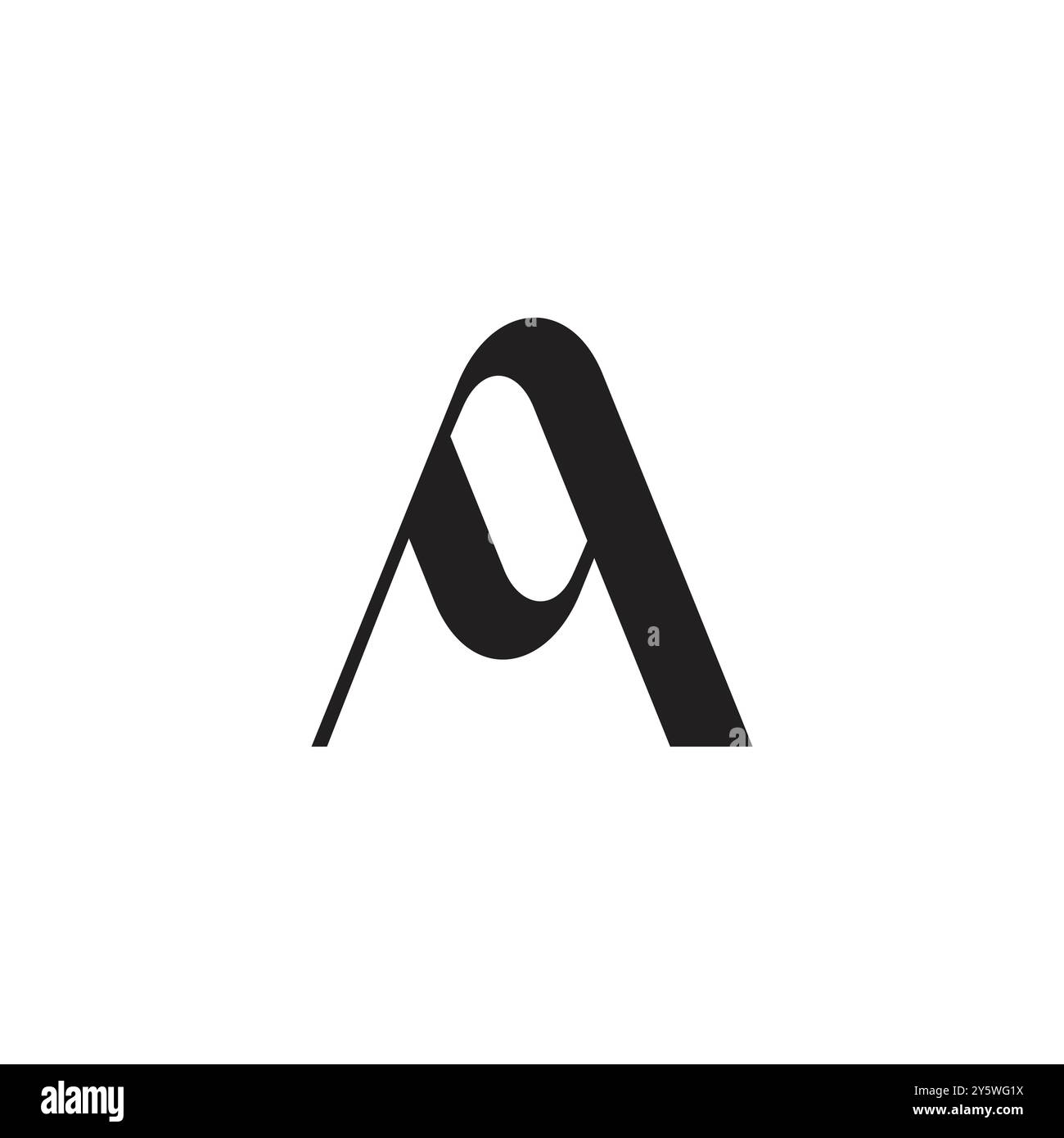 letter qa simple linked curves black logo vector Stock Vector
