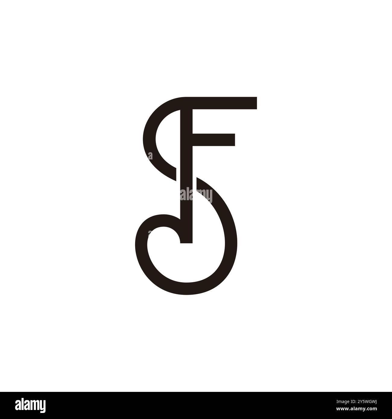 letter sf loop linked connect lines logo vector Stock Vector