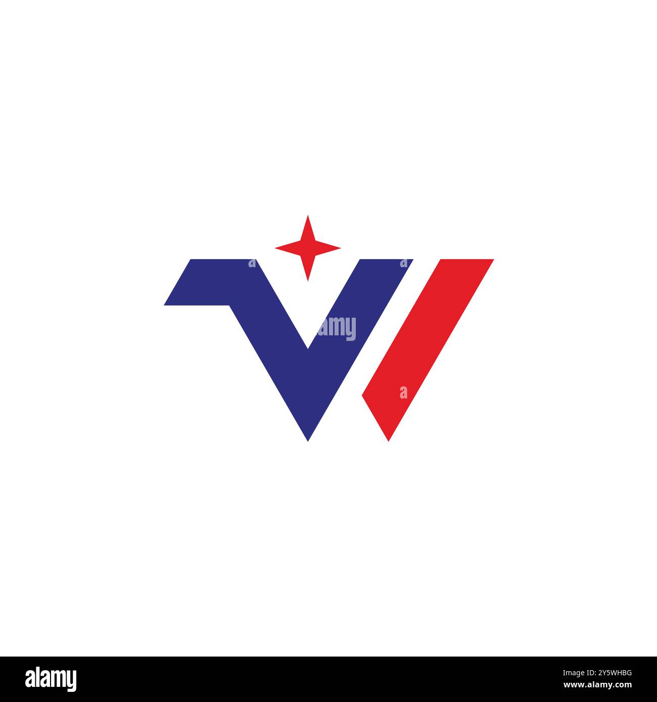 letter wv star simple geometric logo vector Stock Vector