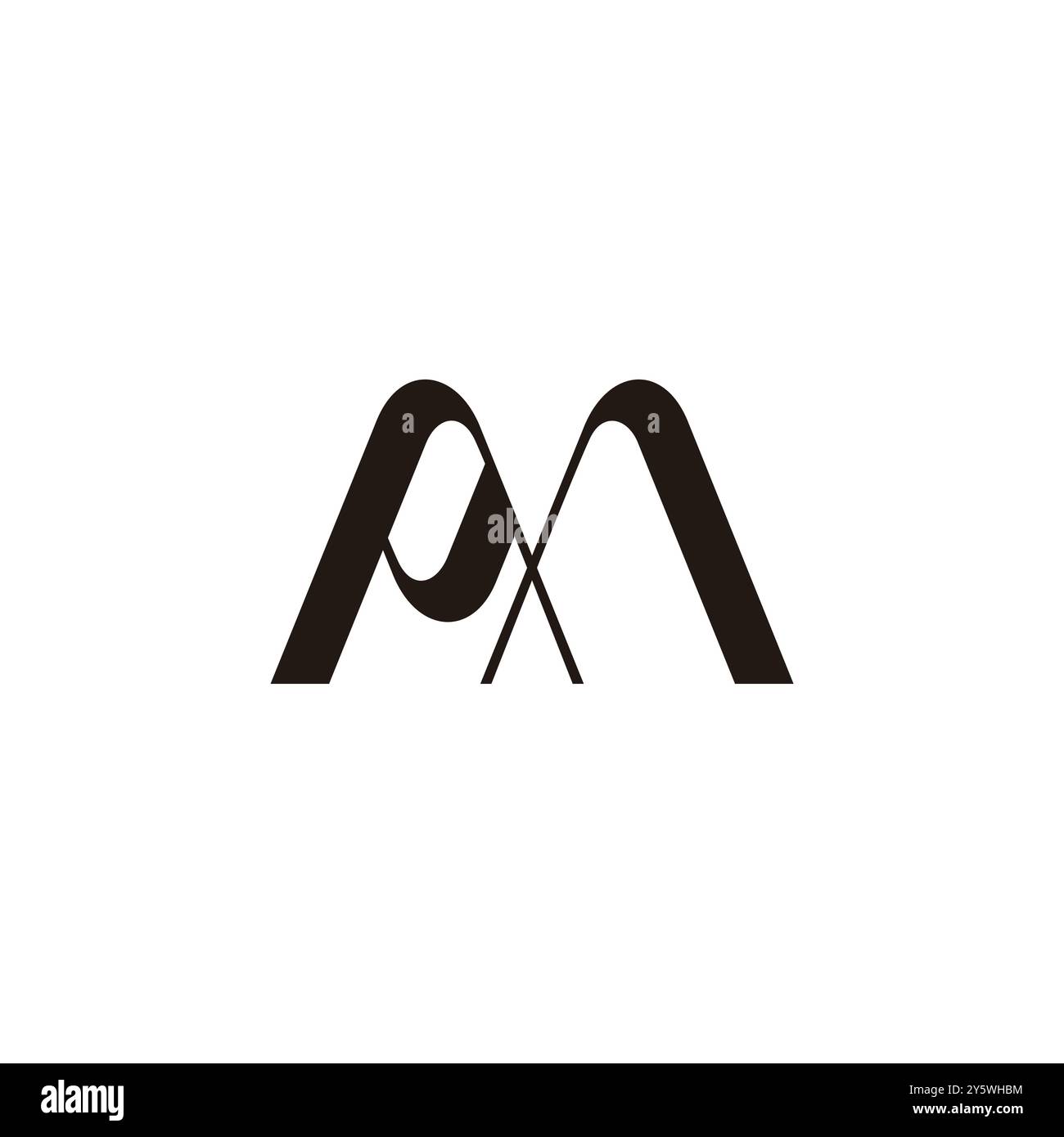 letter pm ribbon linked simple geometric logo vector Stock Vector