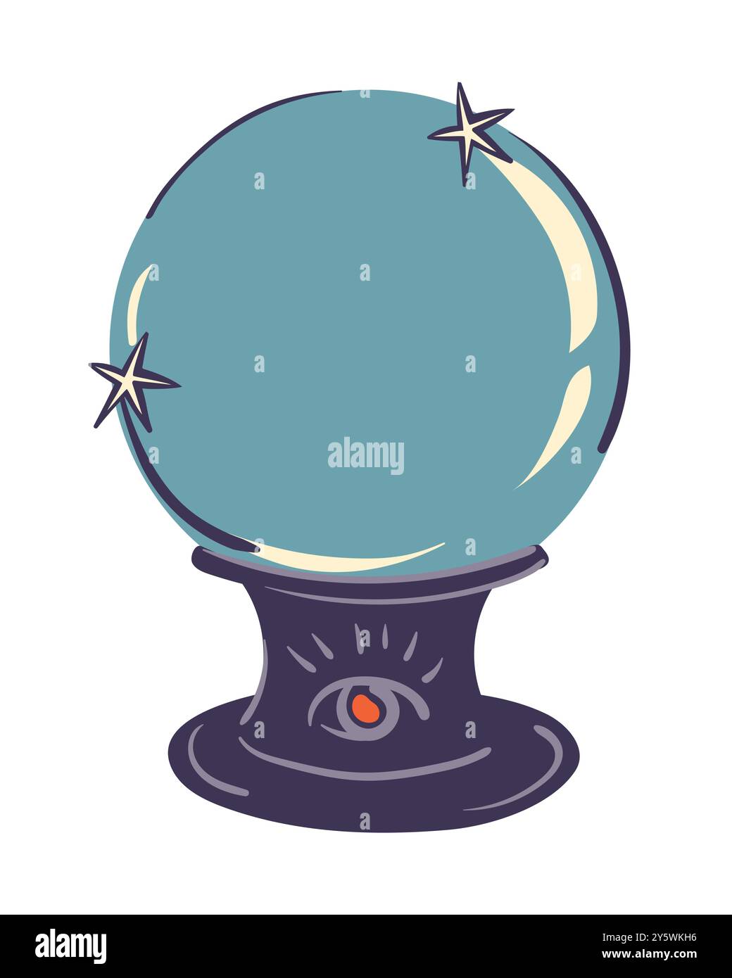 Magic crystal ball for divination. Witch's magical tool for occultism, witchcraft and spiritualistic sessions. Vector illustration in flat style on wh Stock Vector