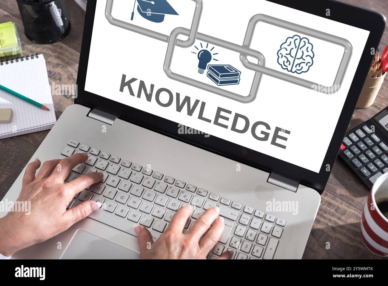 Knowledge concept shown on a laptop screen Stock Photo