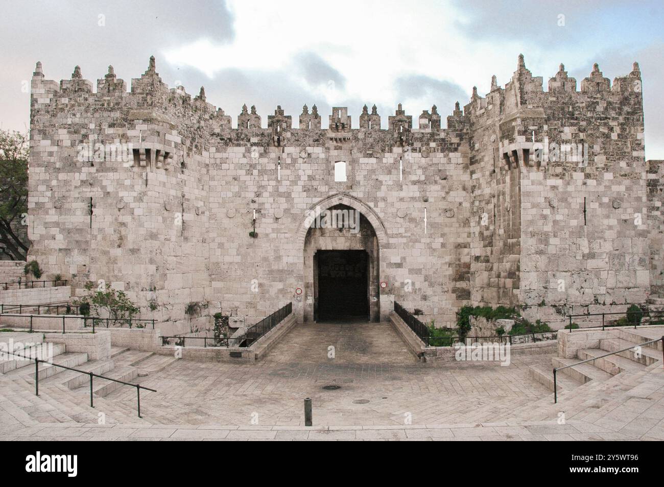 The Damascus Gate, one of the main Gates of the Old City of Jerusalem, built in 1537 under the rule of Suleiman the Magnificent. Stock Photo