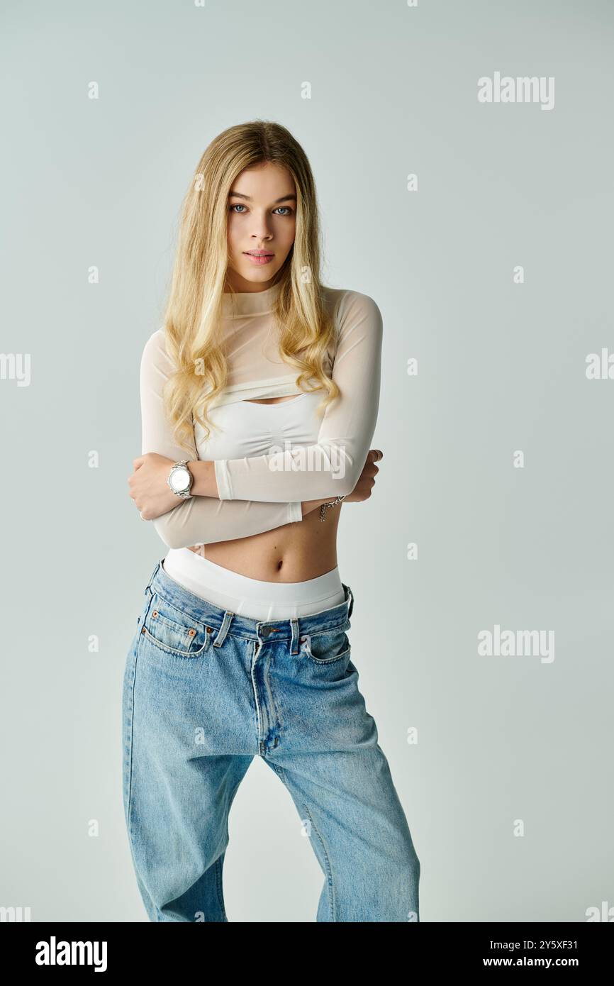 Beautiful young slim blonde woman hi-res stock photography and images ...