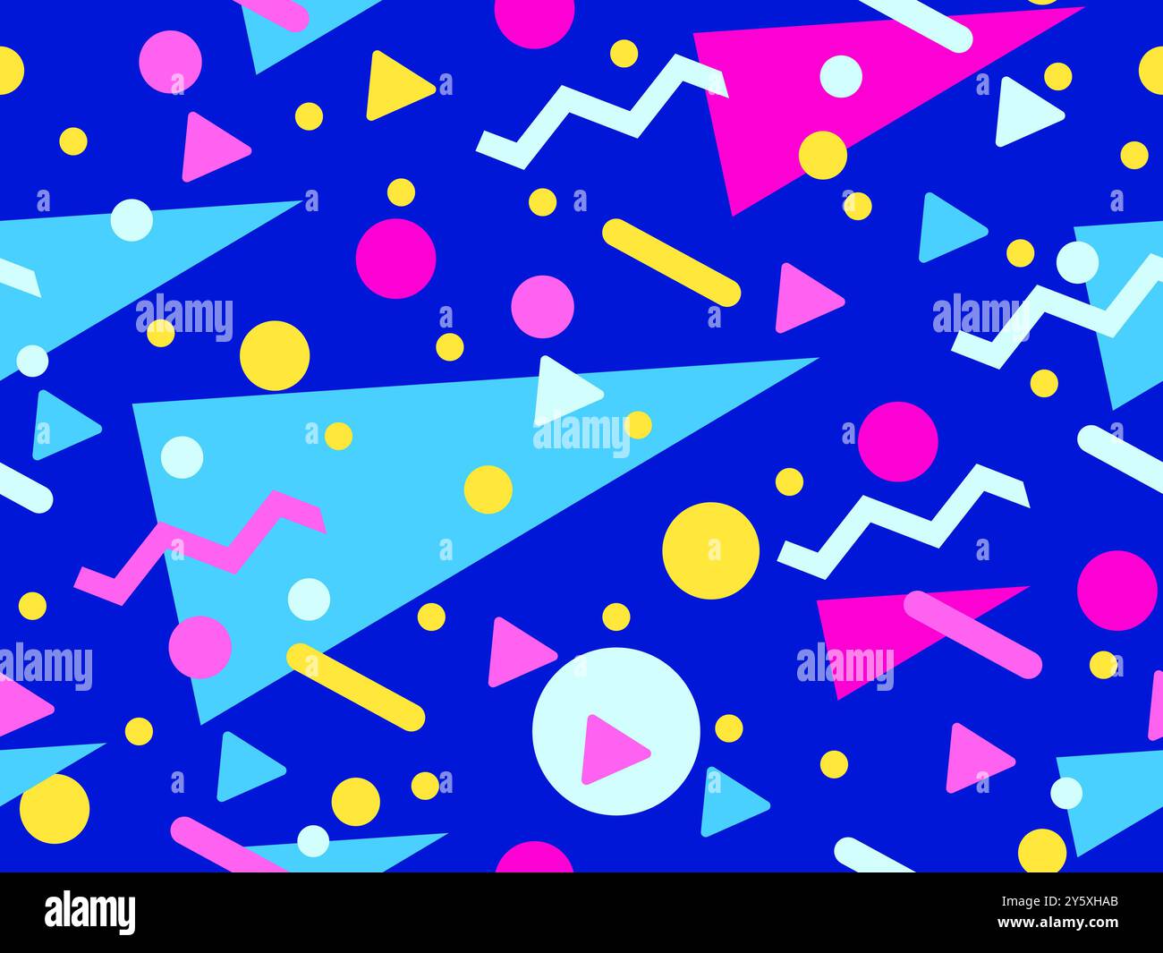 Geometric seamless pattern with elements of 80s memphis style ...