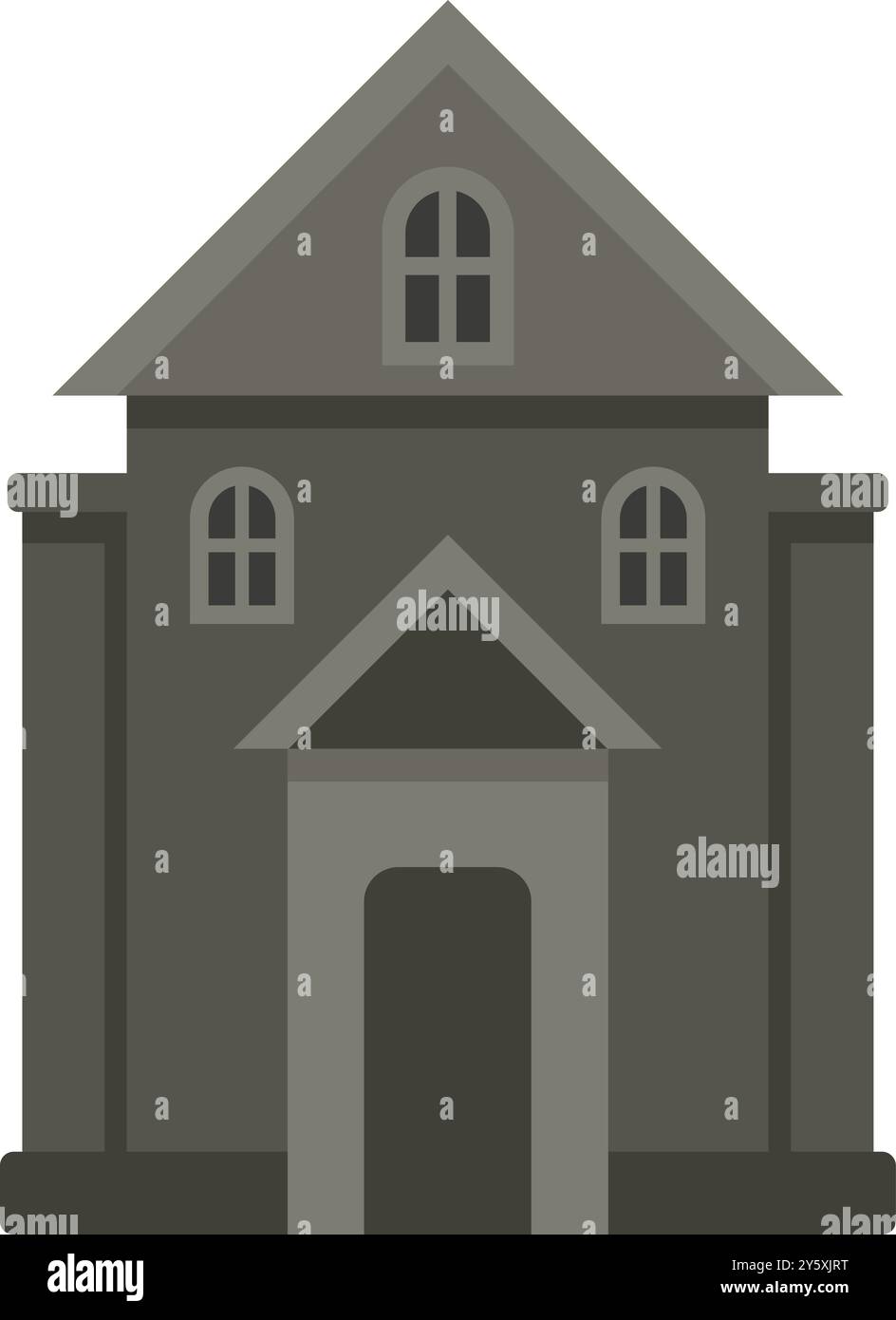 Scary haunted house with porch and windows sending shivers down your spine, perfect for halloween projects Stock Vector