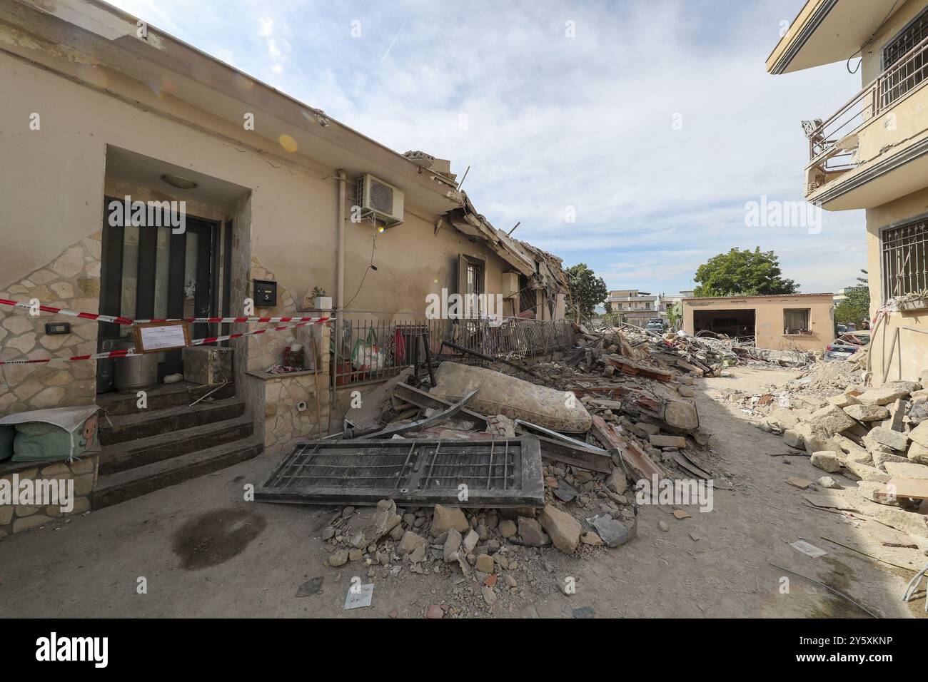 The site of a building collapse in Saviano, in the district of Naples ...