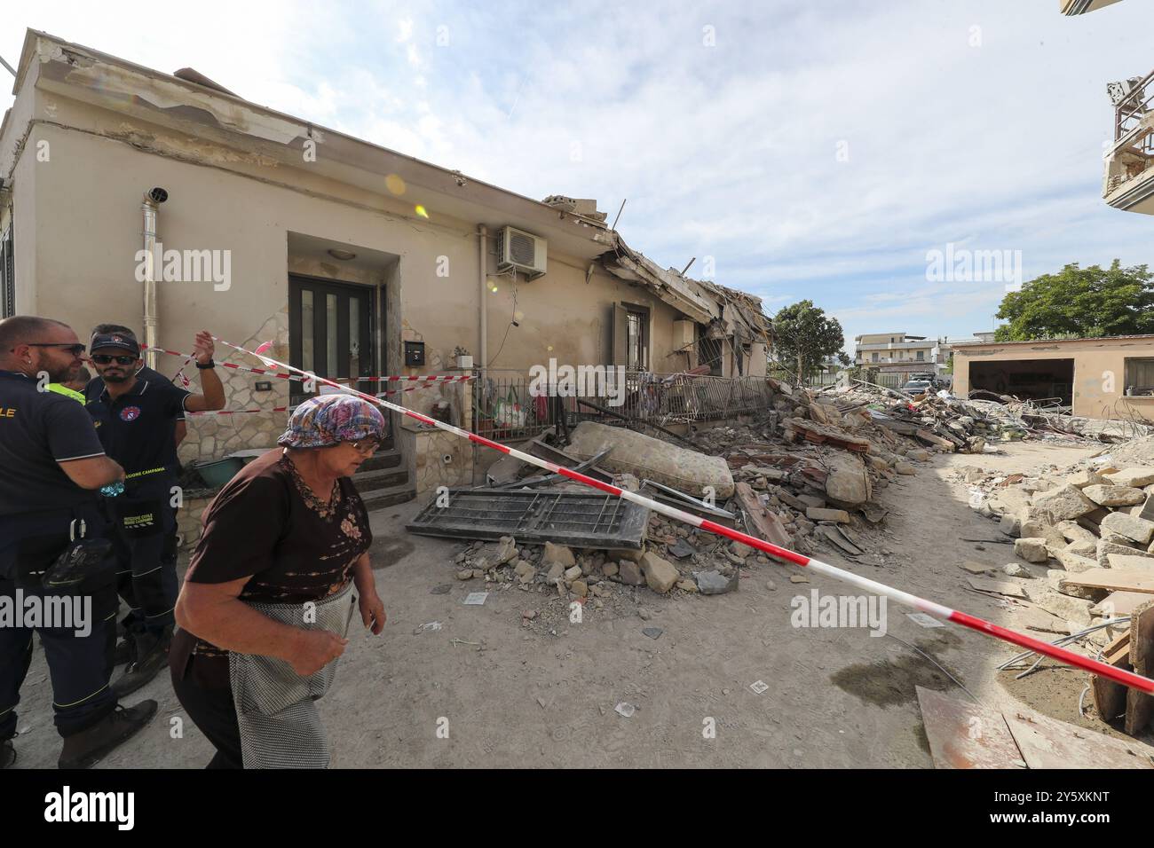 The site of a building collapse in Saviano, in the district of Naples ...