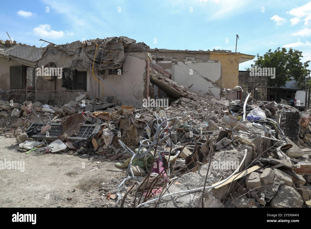 The site of a building collapse in Saviano, in the district of Naples ...