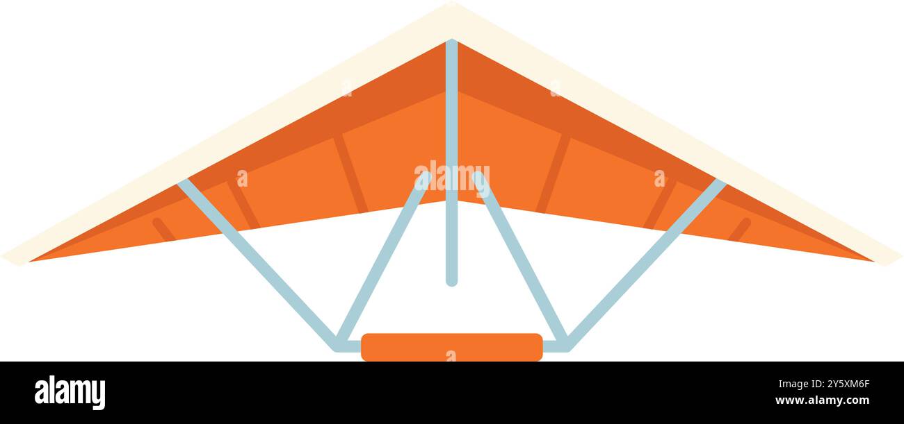 Orange hang glider soaring through sky on white background Stock Vector