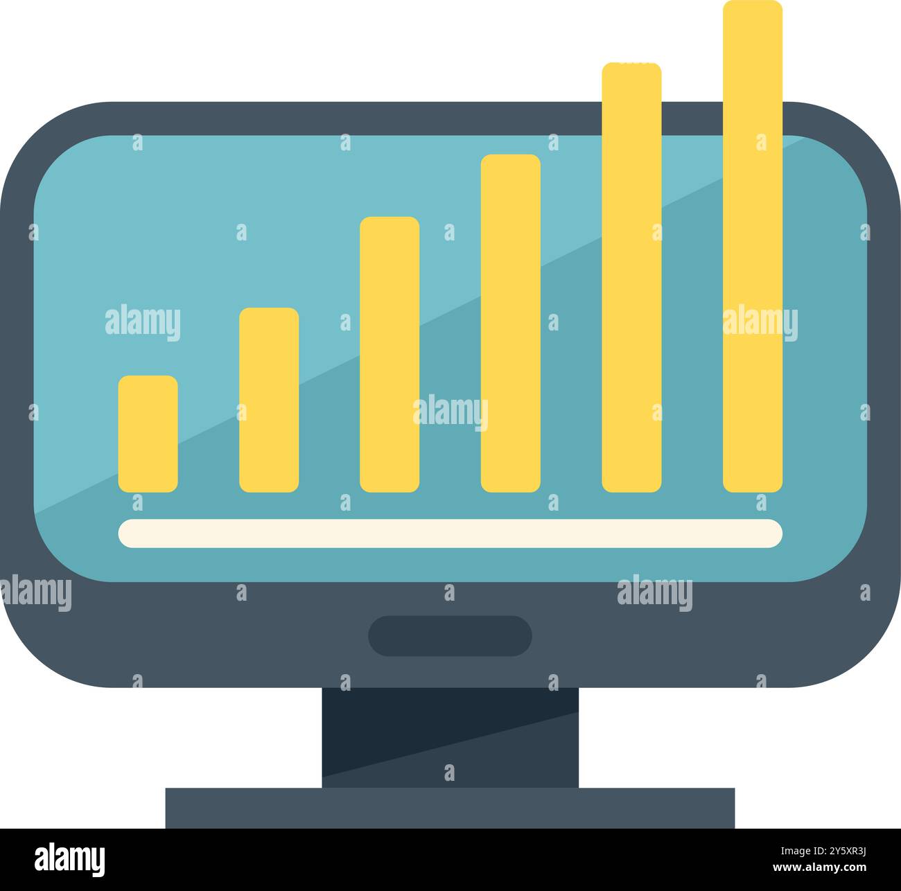 Computer monitor displaying a statistical graph showing positive growth ...