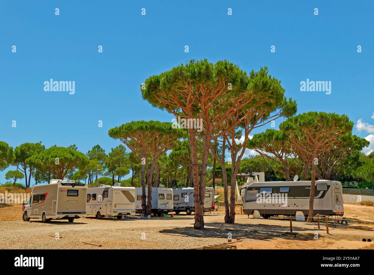 Algarve Motorhome Park at Falésia near Vilamoura on the central Algarve of southern Portugal. Stock Photo