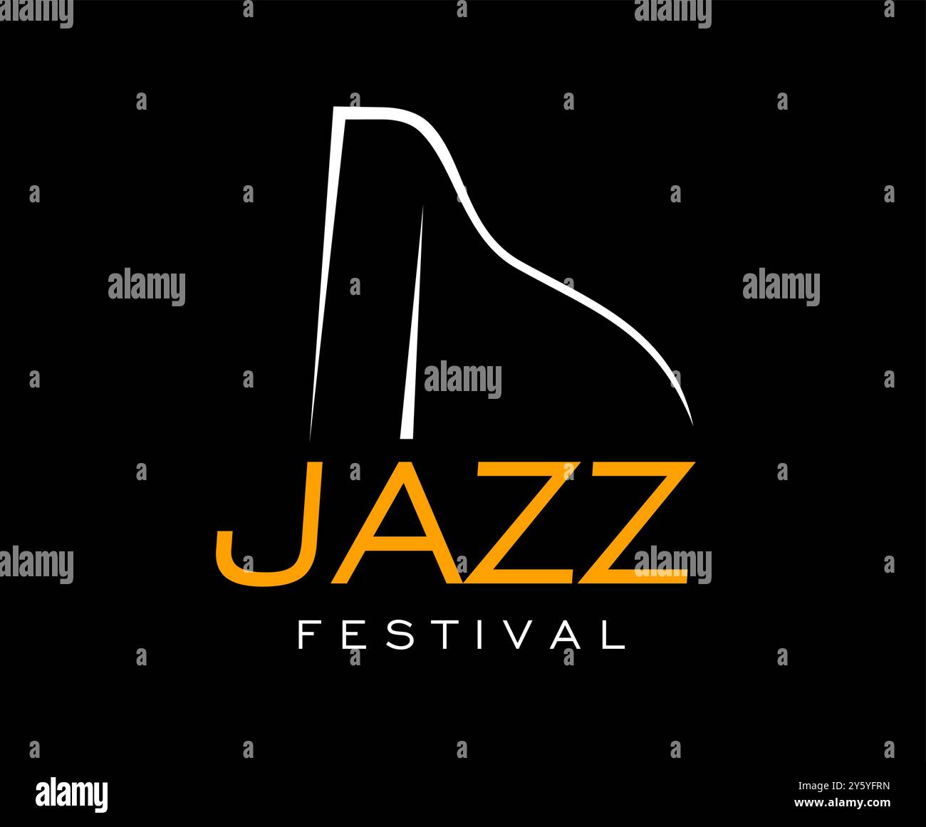 Jazz festival icon of piano outline silhouette for music live concert ...