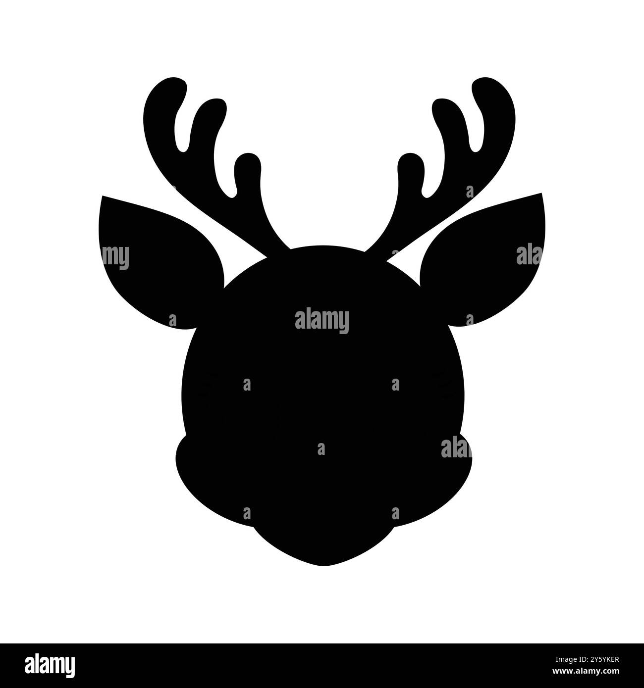 Reindeers with antlers silhouette flat vector image Stock Photo