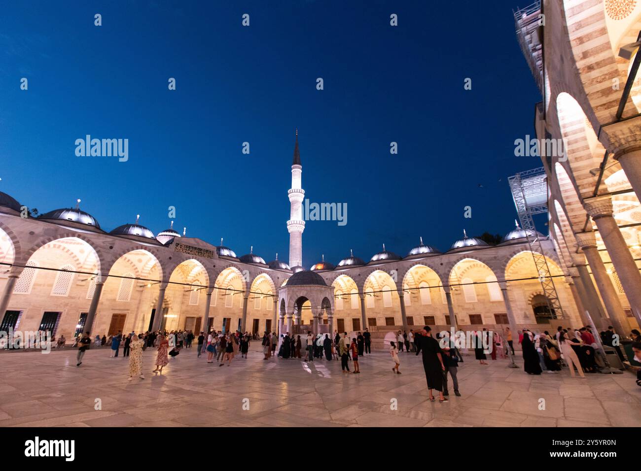August 2024 - Istanbul: night view of the Sultan Ahmet blue mosque, a ...