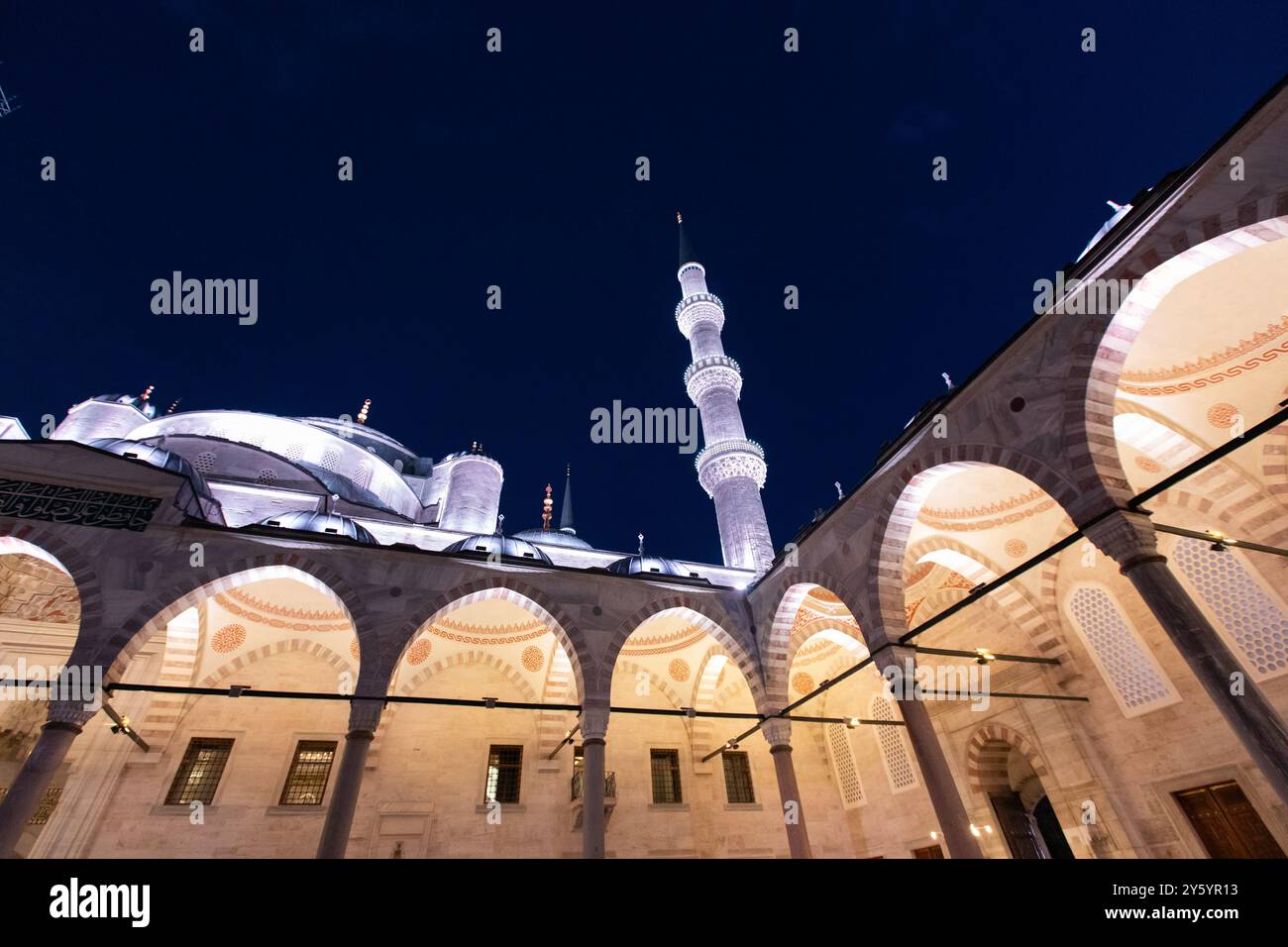 August 2024 - Istanbul: night view of the Sultan Ahmet blue mosque, a ...