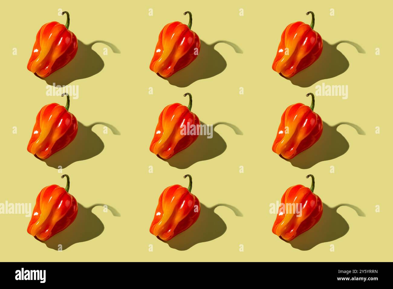 Pepper Shadow Colorful bell pepper with hard shadow, isolated, pattern Stock Photo ...