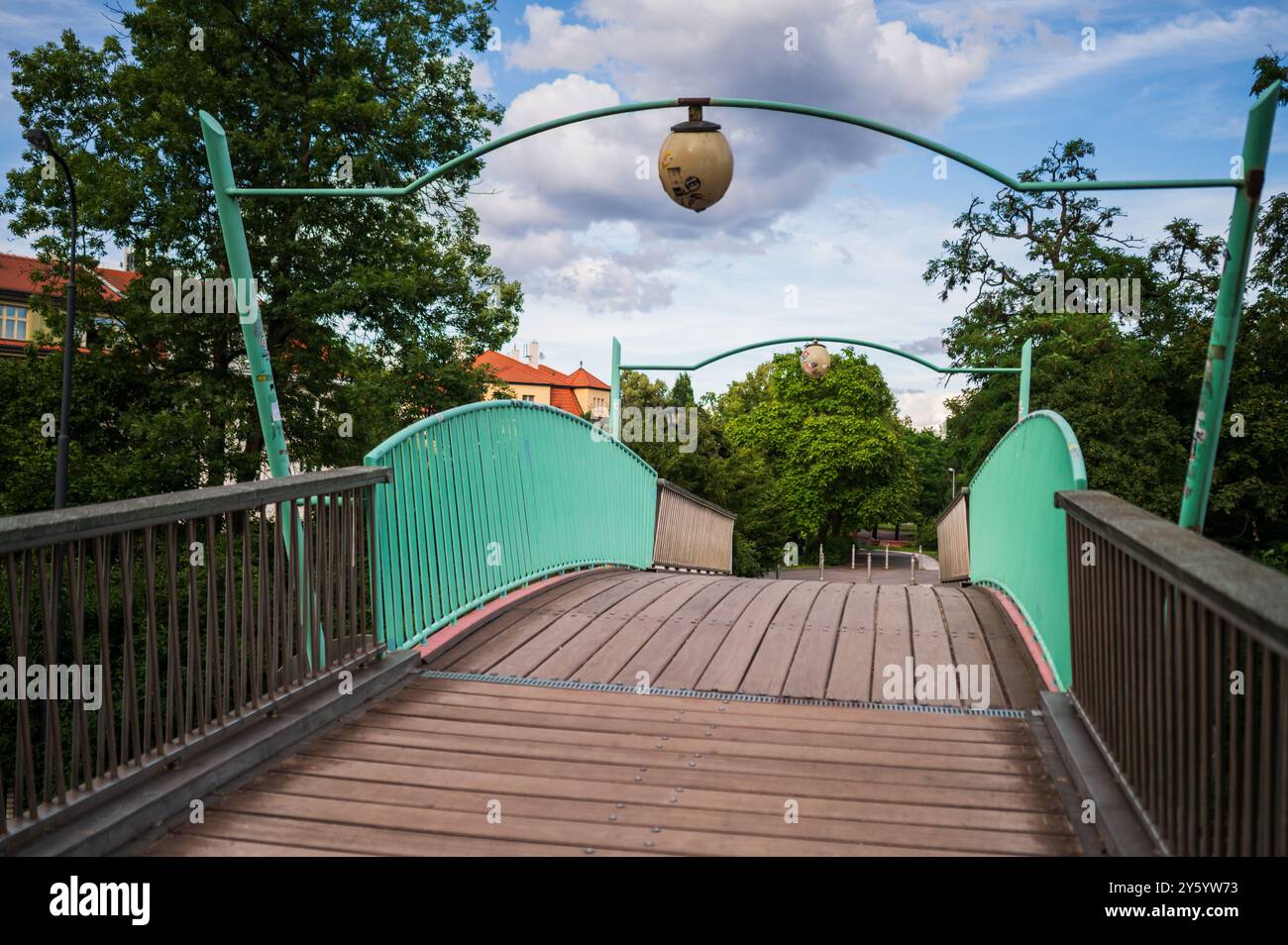 Rustic wooden pedestrian bridge hi-res stock photography and images - Alamy