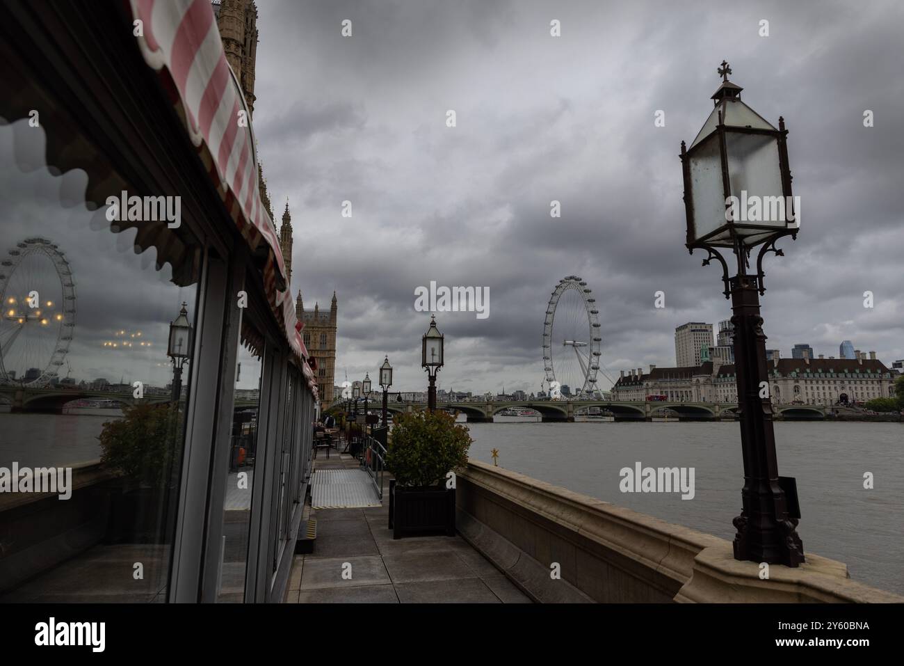 House of Parliament Terrace Pavilion, with access onto the Commons' Terrace overlooking the River Thames, Westminster, London, England, United Kingdom Stock Photo