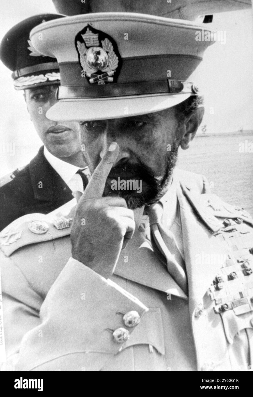 EMPEROR HAILE SELASSIE ARRIVES AFTER RESTORING ORDER ADDIS ABEBA