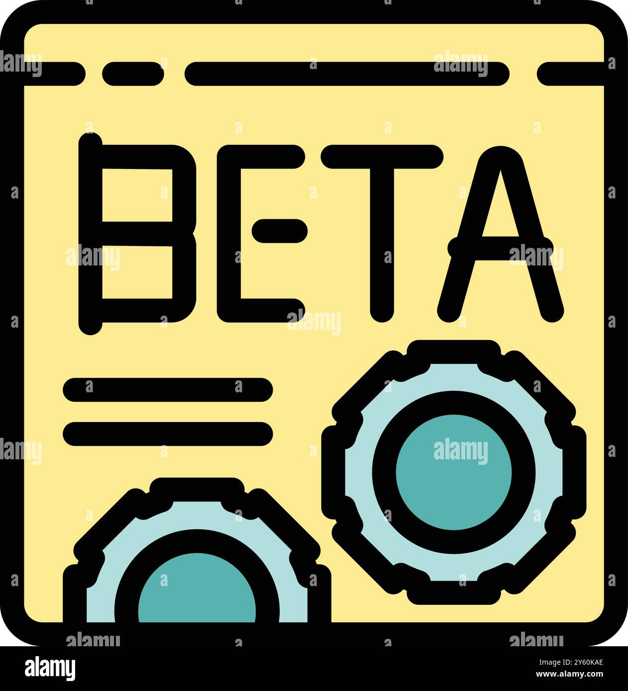 Beta testing software development with cogwheel icon showing new update for programmers Stock Vector