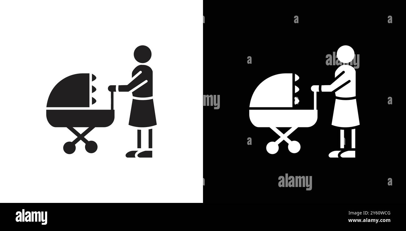 Babysitter icon vector logo set collection or bundle pack group Stock Vector