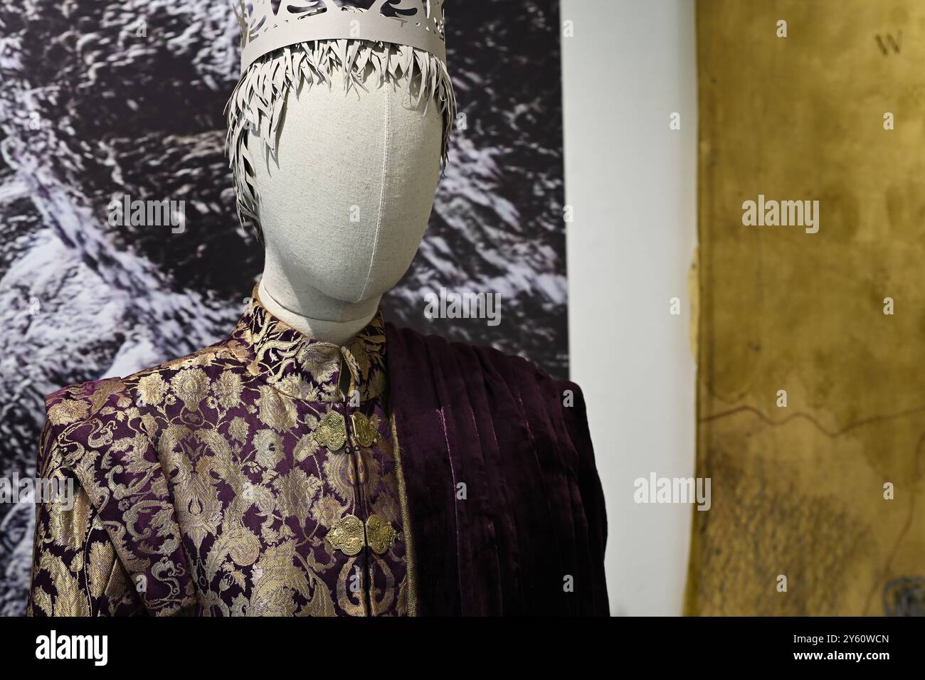 Joffrey Baratheon (Jack Gleeson) Purple and Gold Ensemble from Game of Thrones (HBO Original 2011-2019, Season 2) Stock Photo