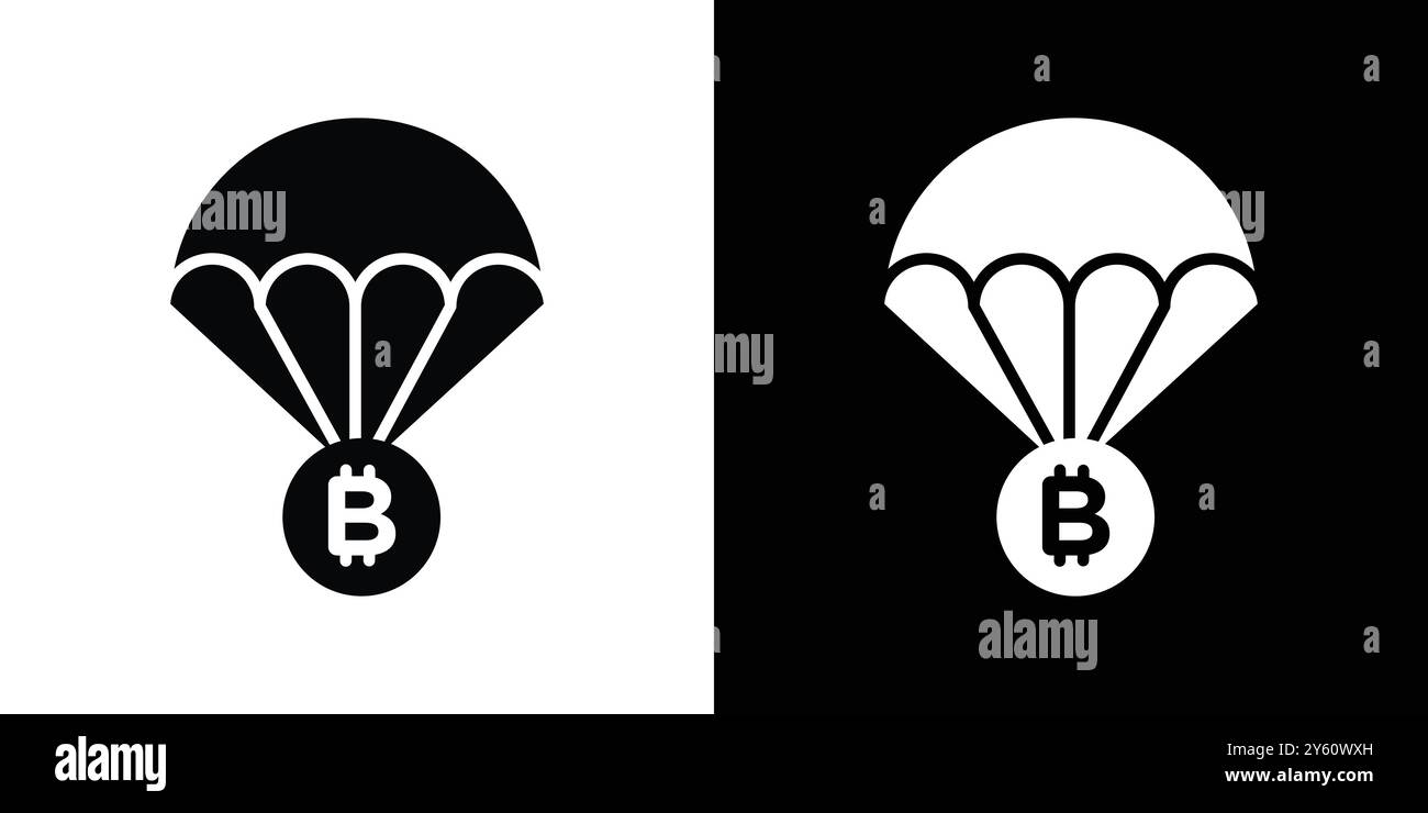 Bitcoin airdrop icon vector logo set collection or bundle pack group Stock Vector